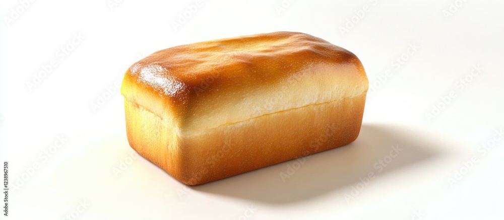Poster freshly baked loaf of bread on white background with soft texture and golden brown crust suitable fo