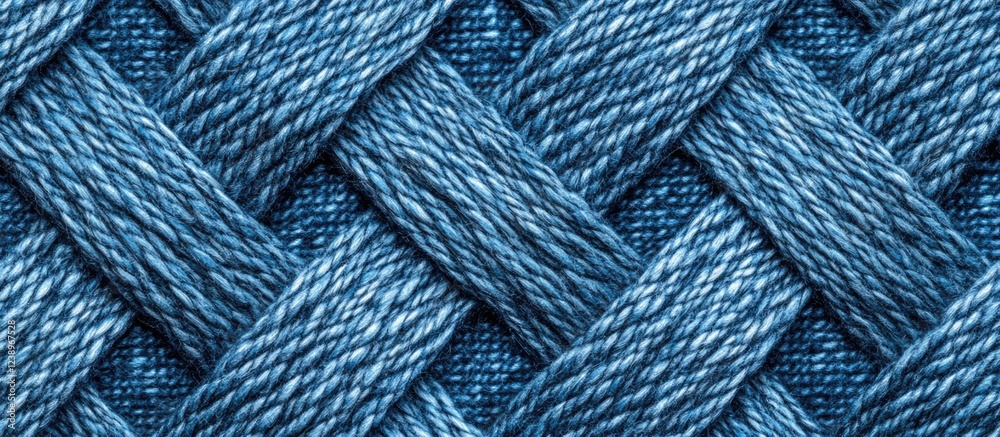 Poster textured blue woven fabric pattern close-up with intricate braiding details suitable for backgrounds
