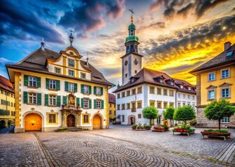 Obraz premium Historic Courthouse in Feldkirch Austria in Vintage Style