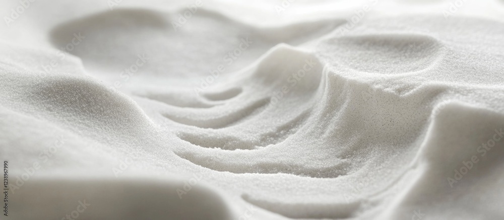 Poster White sand texture with gentle ripples and soft curves detailed in close-up view Copy Space
