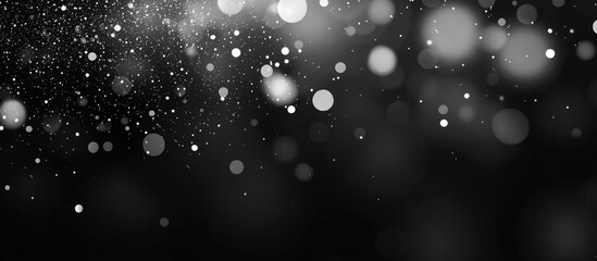Abstract black background with white and gray bokeh lights creating a dreamy effect ideal for overlay or graphic design use Copy Space