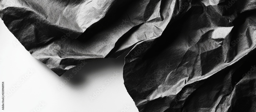 Poster Wrinkled black paper texture background with white space for text or design elements Copy Space
