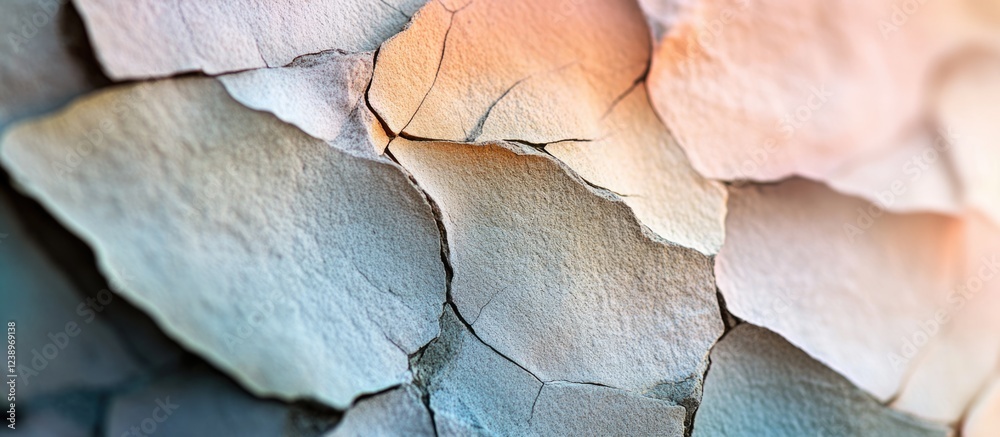 Poster cracked textured surface with peeling paint in soft pastel colors suitable for backgrounds and desig