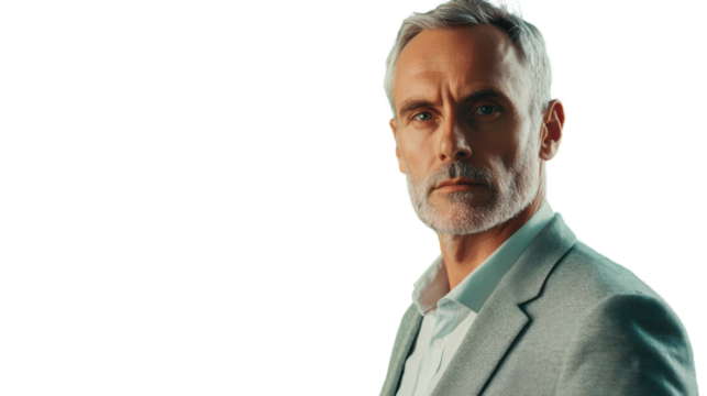 Portrait of confident senior businessman with transparent background