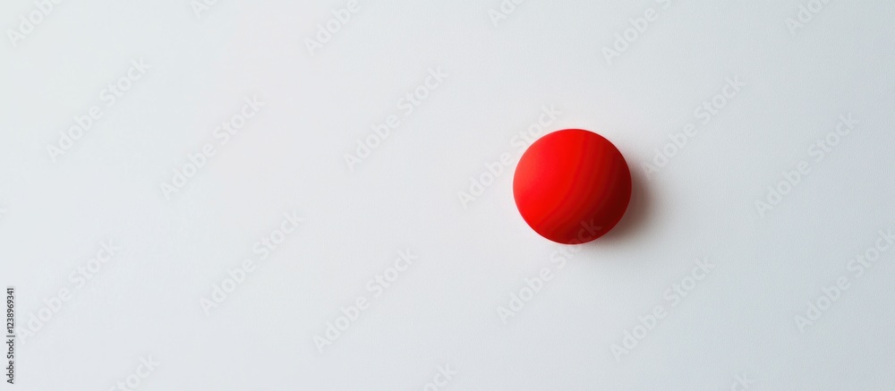 Aufkleber red spherical object positioned on a white background with ample copy space for text insertion