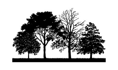 Modern vector silhouette of different tree illustrations, easily editable.
