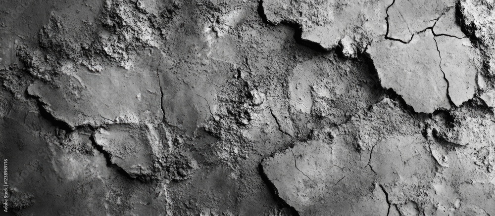 Poster Cracked textured concrete wall surface with uneven distribution and gray tones suitable for background use Copy Space