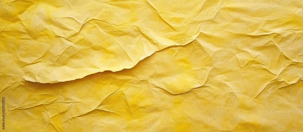 Aufkleber Yellow crumpled paper texture background with wrinkles and folds suitable for various design applications Copy Space