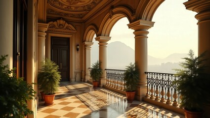 Obraz premium Baroque design of modern Balcony, cinematic photography