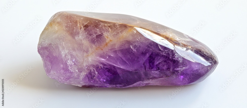 Poster amethyst crystal stone with purple hues on white background showcasing natural texture and color var