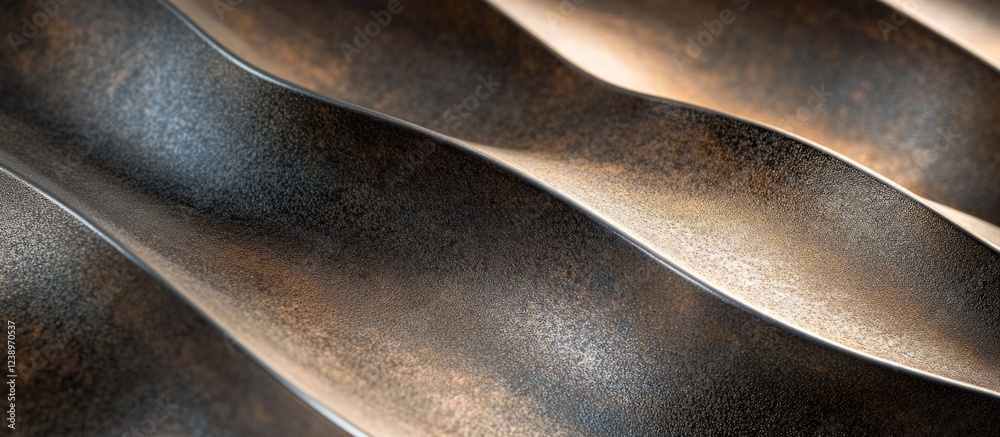 Aufkleber Metallic abstract surface texture with wavy patterns in shades of brown and gray suitable for backgrounds and design elements