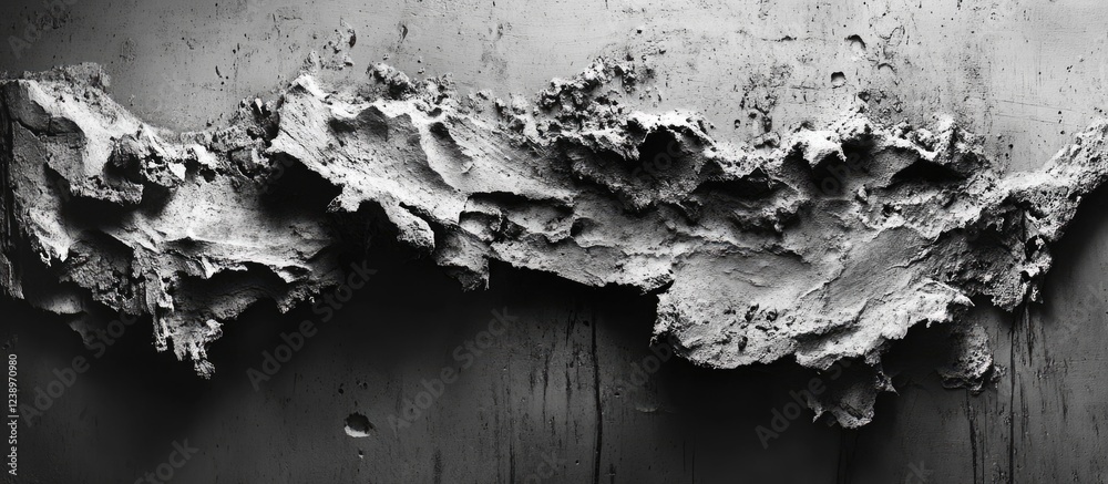 Poster textured monochrome wall surface with rough plaster details and peeling paint, featuring irregular p