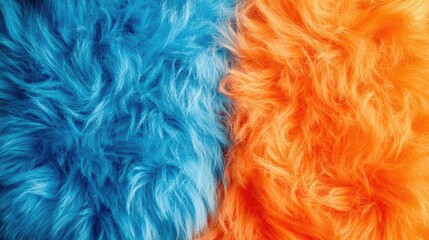 Obraz premium Colorful textured fur in blue and orange shades with a soft and fluffy appearance suitable for background design Copy Space