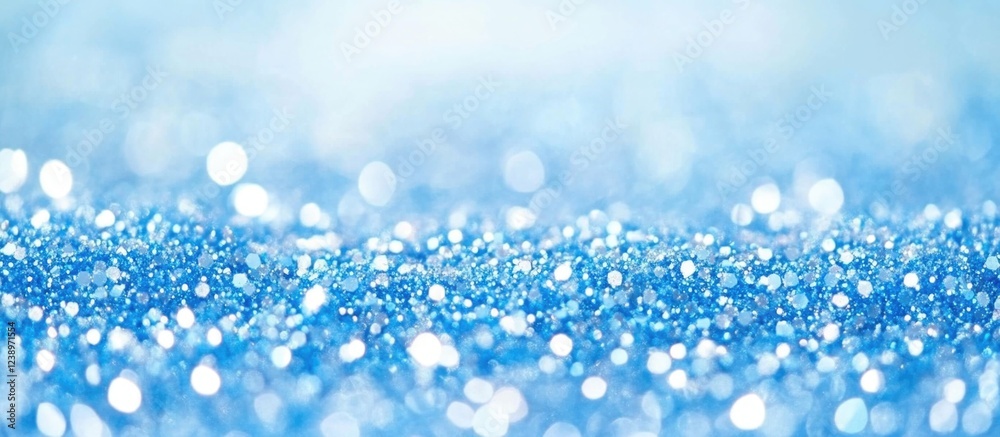 Poster Blue glitter texture background with bokeh effect and bright reflections suitable for various design applications and marketing materials Copy Space