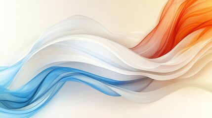 Obraz premium Abstract flowing fabric waves, orange, blue, white, background, design