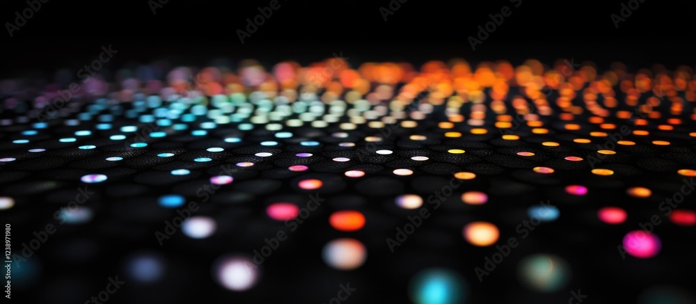 Aufkleber Colorful illuminated dots in a dark background creating a vibrant abstract pattern with a gradient effect and depth Copy Space