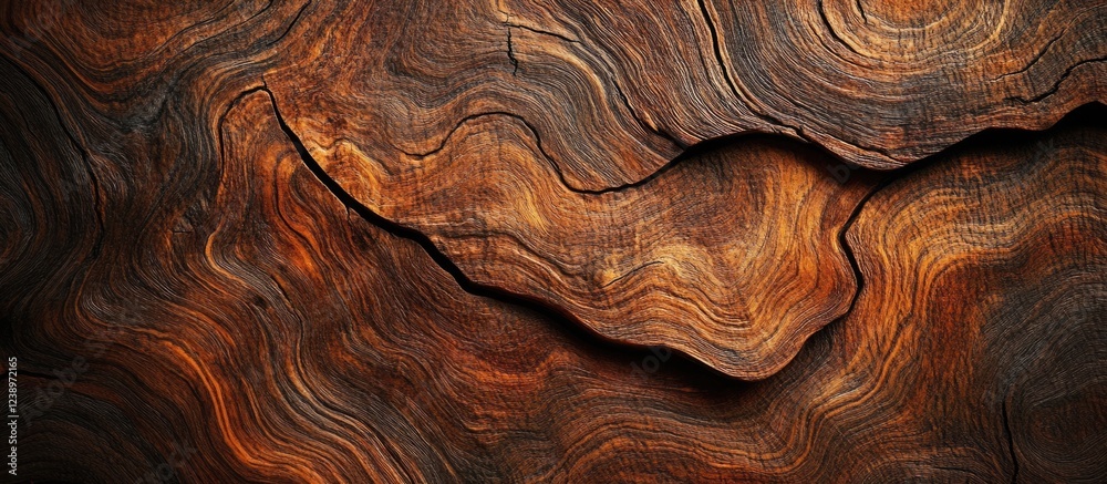 Poster Textured wood surface with rich grain patterns and earthy tones natural background for design projects with Copy Space