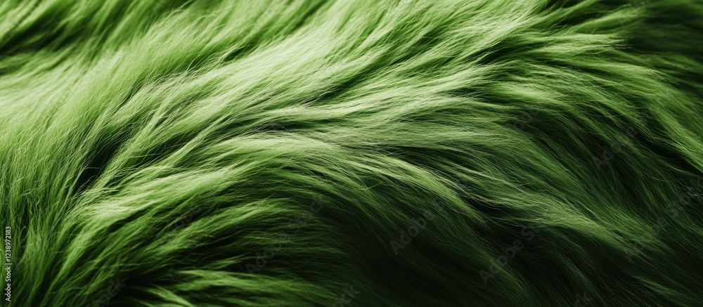 Aufkleber Green furry texture background with soft strands and wavy pattern ideal for design use Copy Space