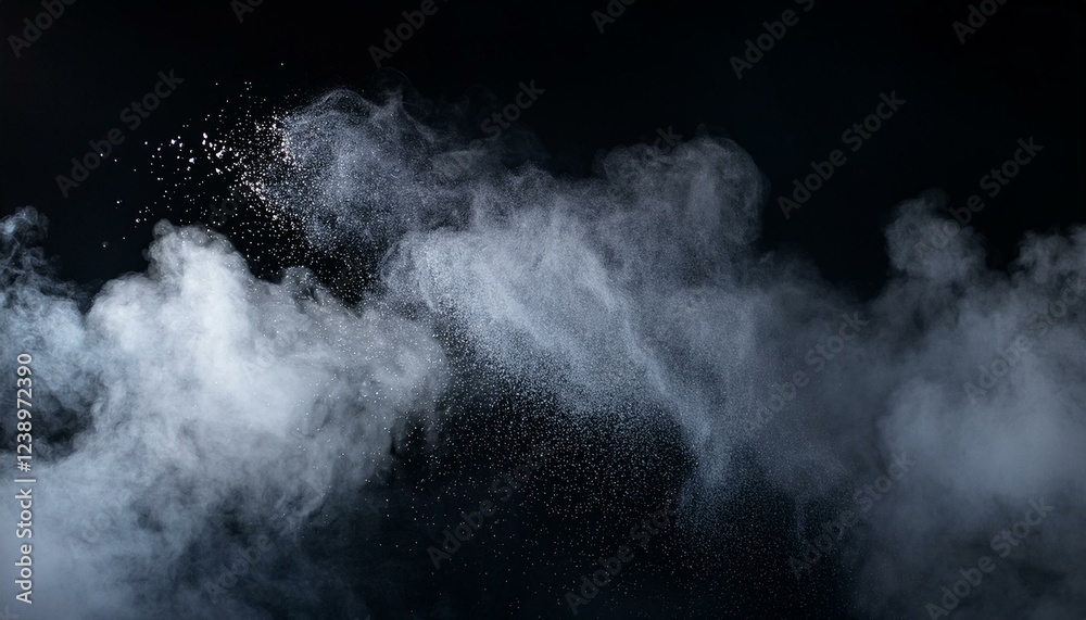 Wall mural dark backdrop displaying mist vapor haze and powder forms in the atmosphere