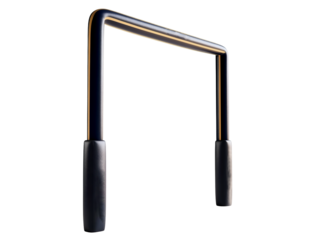 Modern minimalist black steel football goal post isolated on transparent background, PNG, cut out