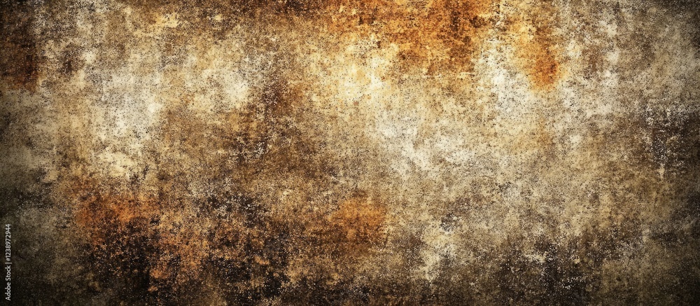 Poster Textured abstract background with warm tones of brown and orange featuring a distressed and weathered appearance, Copy Space