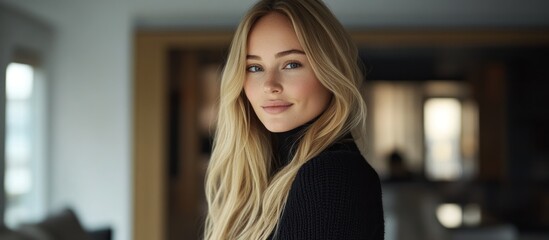 Portrait of a Blonde Woman in a Cozy Interior