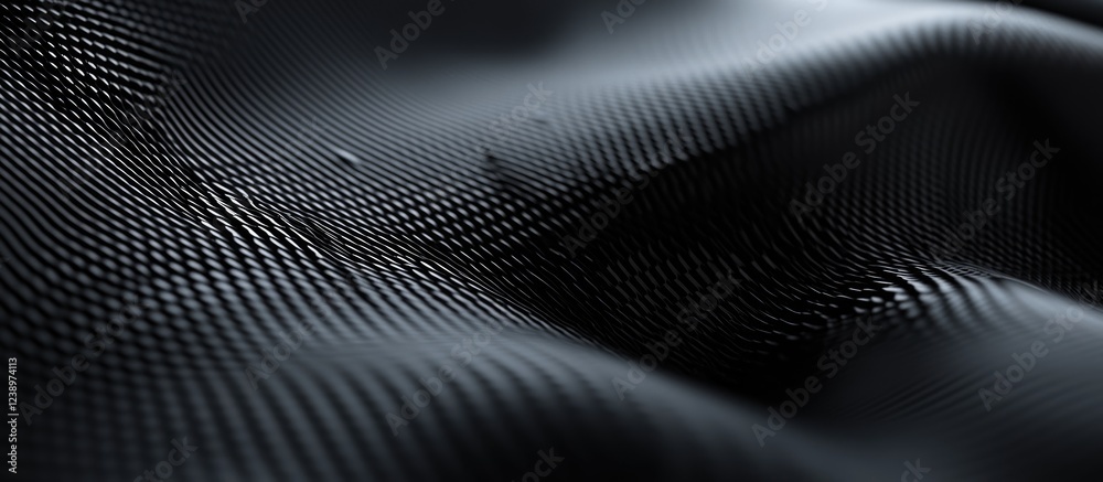 Aufkleber Textured black fabric surface with intricate patterns and subtle light reflections ideal for backgrounds and design projects Copy Space