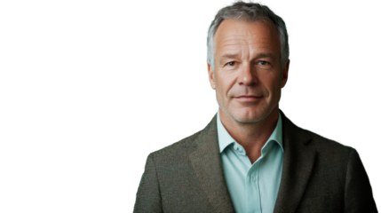 Confident businessman posing on transparent background