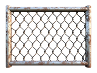 Rusty chain link fence isolated on transparent background, PNG, cut out