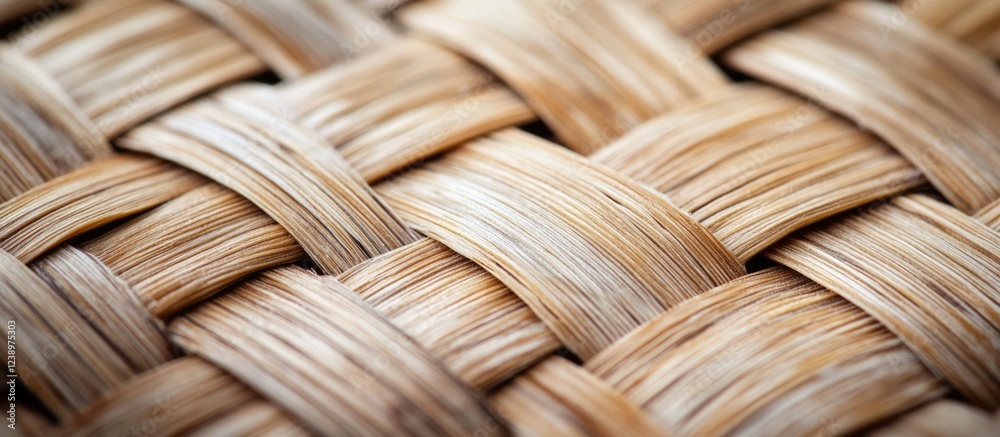 Poster close-up of woven natural fibers texture in neutral beige tones with detailed patterns and lines sui