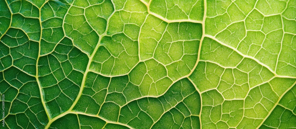 Poster Close-up view of green leaf texture with intricate vein patterns and details showing natural design Copy Space
