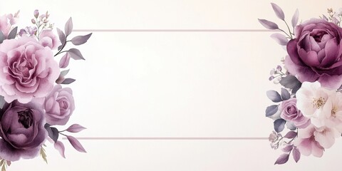 Fototapeta premium Elegant floral design featuring soft purple and white roses on a light background