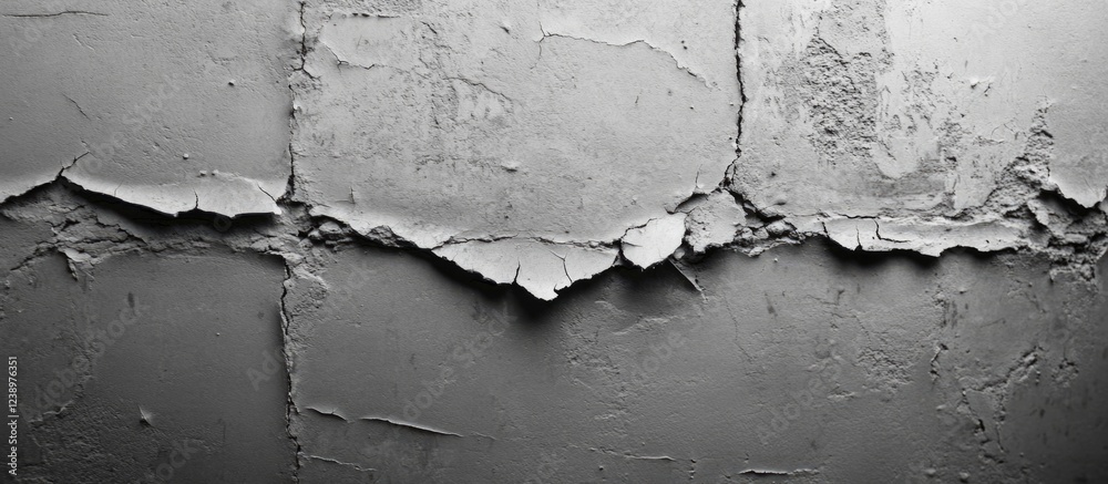 Aufkleber Cracked and peeling gray wall texture with distressed surface details suitable for background use and design applications