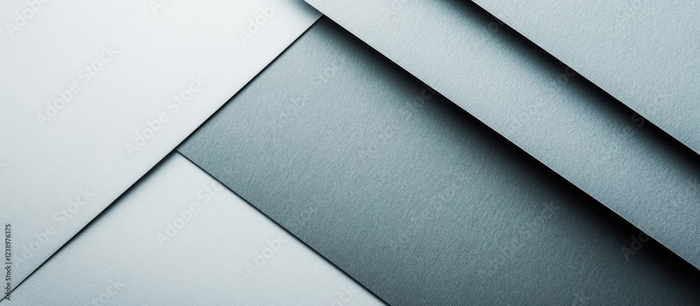 Aufkleber Gray textured paper sheets overlapping with soft shadows and light reflections suitable for backgrounds and design use. Copy Space