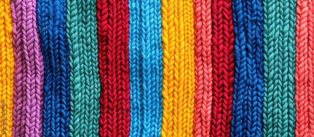 Poster multicolored knitted fabric texture with a variety of bright yarn stripes ideal for backgrounds and 