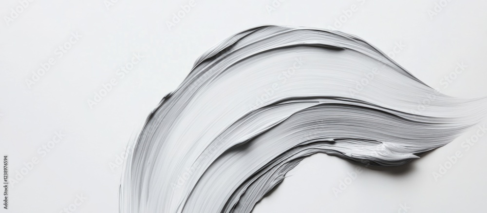 Aufkleber Abstract white paint stroke on a plain background with smooth texture and flowing curves ideal for minimalist designs. Copy Space