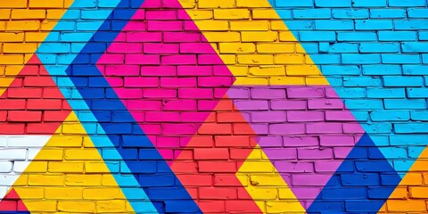 Abstract Wall Art: Geometric Shapes on Brick