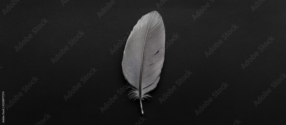 Aufkleber Black feather on dark background with smooth texture and natural details ideal for minimalistic design Copy Space