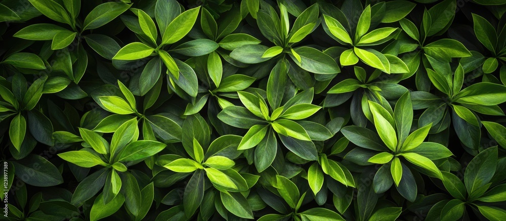 Poster green foliage background with close-up views of various leaves, natural texture and patterns, suitab