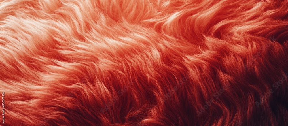 Aufkleber Textured close-up of wavy orange red fur fabric with soft fibers ideal for background use and Copy Space for overlay text