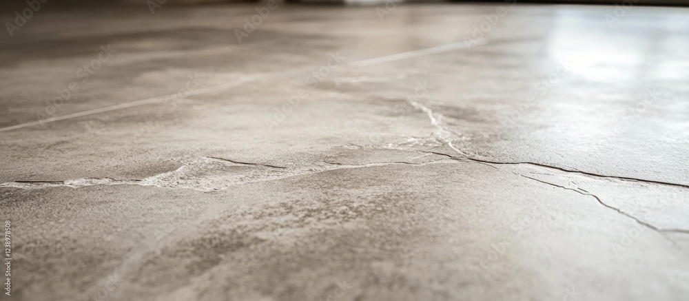 Poster textured gray concrete floor with visible cracks and imperfections, shallow depth of field, indoor s