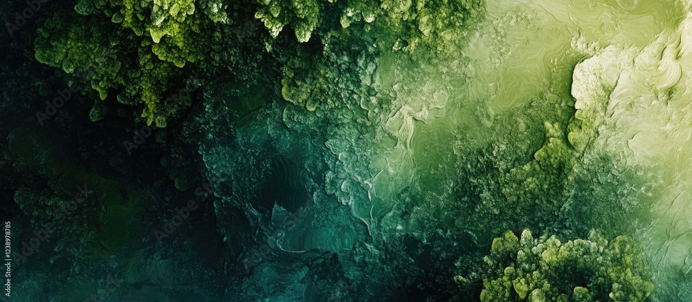 Poster Abstract green and blue textured background with organic patterns suitable for various design purposes Copy Space