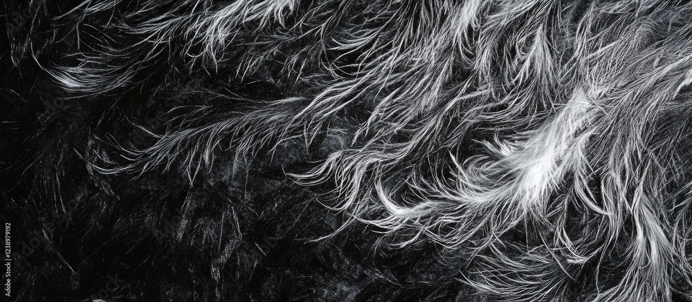 Aufkleber Textured monochrome fur background with dynamic white and black patterns, suitable for various design uses, Copy Space available