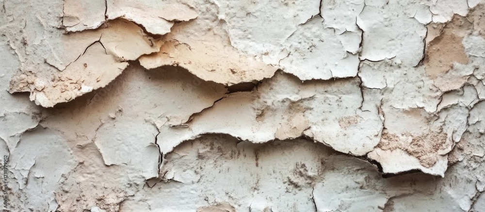 Aufkleber Textured peeling paint on wall surface with abstract patterns and muted colors ideal for background use. Copy Space