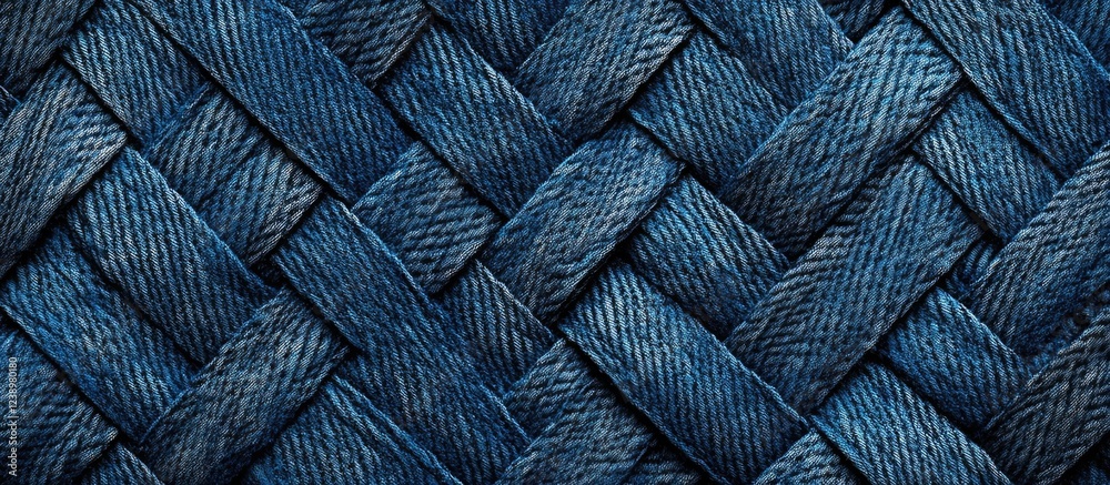 Aufkleber Blue woven textile pattern with intricate braiding and texture ideal for background use and design projects Copy Space