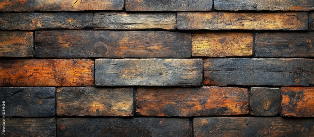Aufkleber Textured background of weathered dark wooden planks with natural color variations and grain patterns suitable for design applications Copy Space