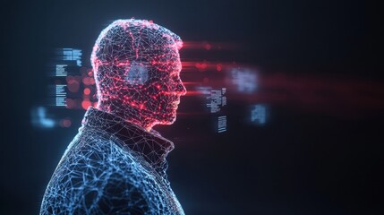Digital Abstract Human Figure with Futuristic Data Visualization Effect