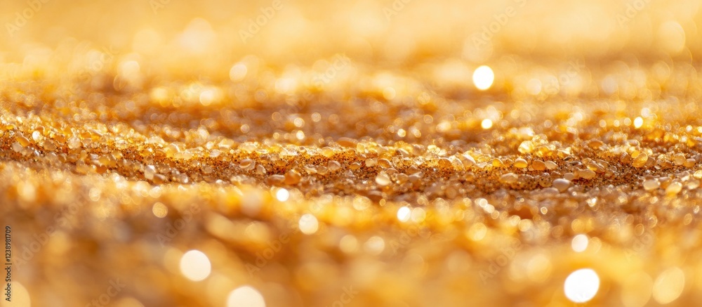 Poster golden glittering sand texture with blurred background and abstract bokeh effect suitable for design