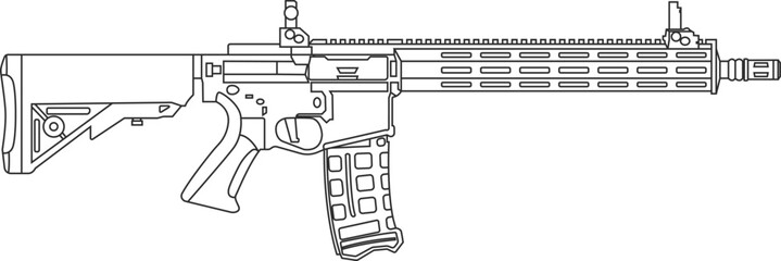 The icon is a mock-up of an AR 15 assault rifle with a mechanical sight in the stock version, a black line.