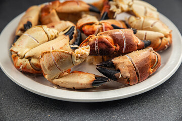 crab claws food seafood fresh tasty food dish gourmet food background on the table rustic food top view copy space pescetarian diet